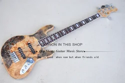 5 String Electric Guitar Bass, Burl Maple Veneer A Piece ASH Wood Body, Rosewood fingerboard ,Active battery case