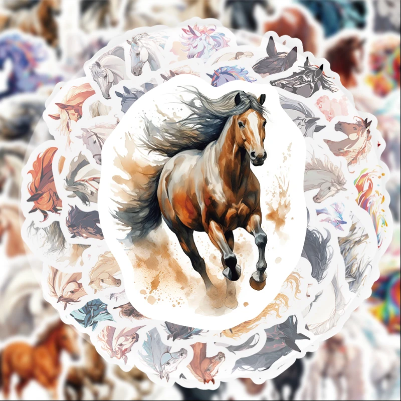 

50 Graffiti Horse Stickers, Suitable for Water Bottles, Laptops, Phone Decorations, Suitcases, Skateboards, Guitars, Gift Boxes, Party Decorations, Holiday Gifts