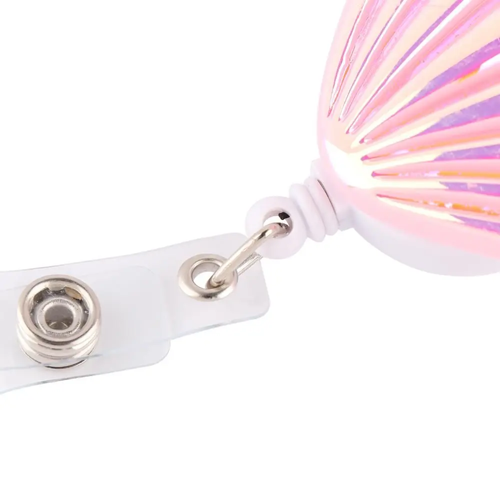 1Pc Office Supplies Exhibition Chest Cards Anti-Lost Clip Key Ring Shell Shape Retractable Lanyards Badge Holder