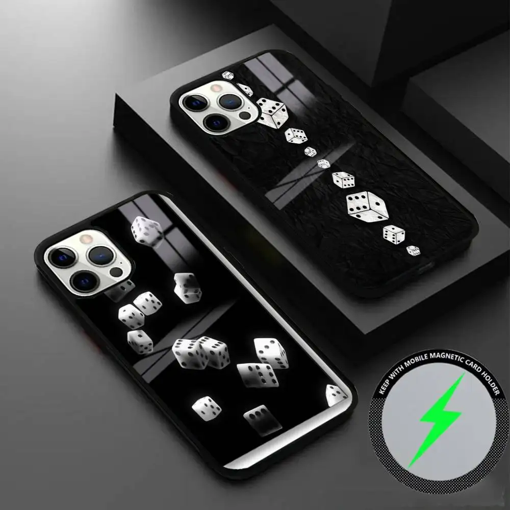 

Dice Pattern Phone Case For IPhone 16 15 14 13 12 11 Pro Max Plus Mini Magsafe Mirror Wireless Magnetic Cover
