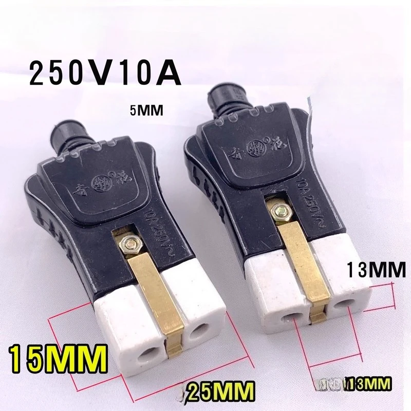 Suitable for Rice Cooker Kettle Power Cord Plug 2-hole Ceramic Tip Old Style 2-hole Plug 2-hole Ceramic Plug (Single)
