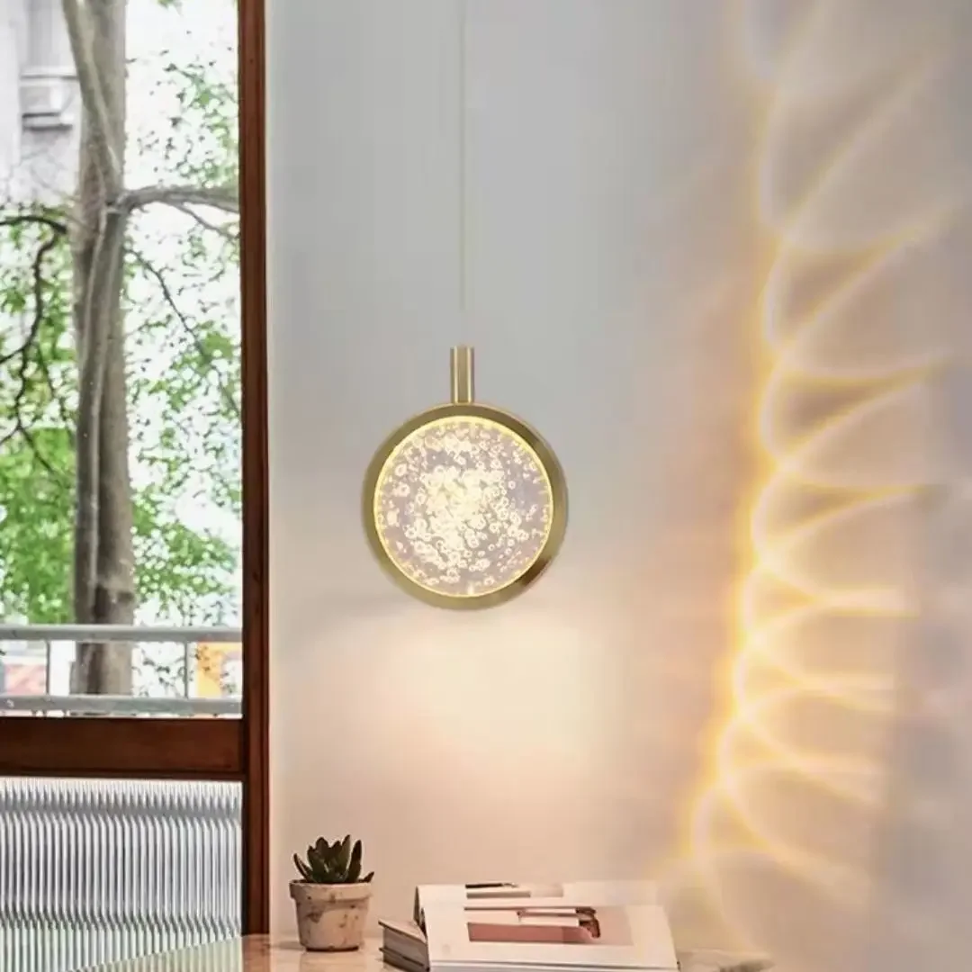 Crystal Ball Chandelier Glass Pendant Light Luxury Hanging Lamp Bedroom Bedside Dandelion/Elk Three-dimensional Pattern Lighting