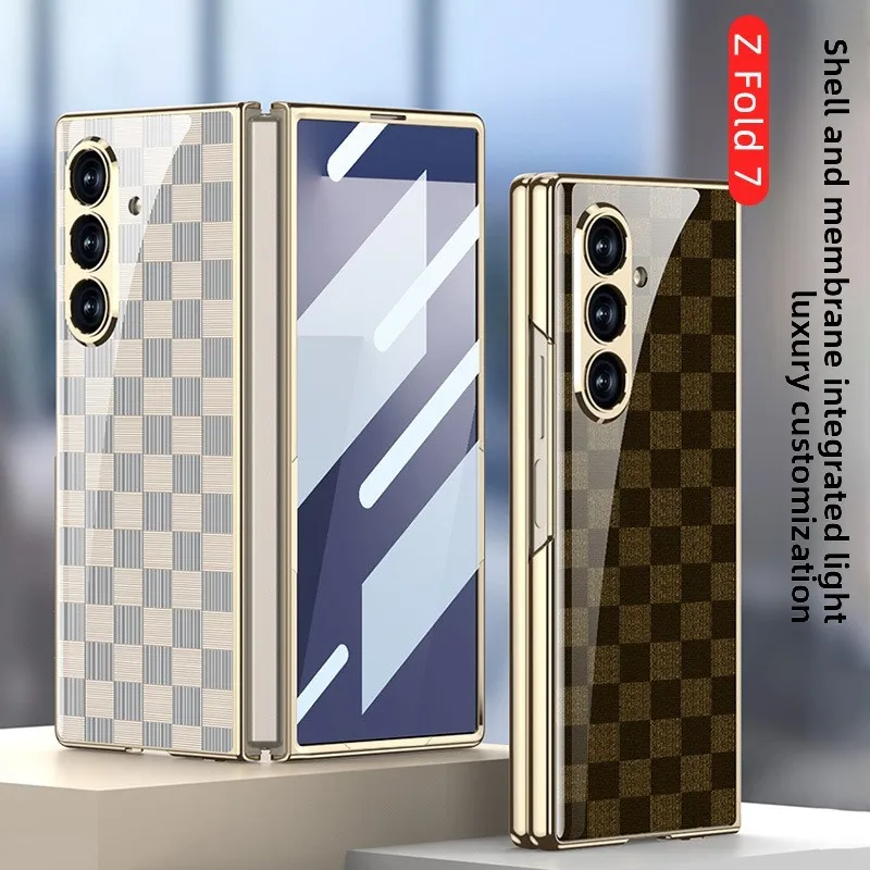 

For Samsung Z Fold 7 mobile electroplated full Checker painting phone case