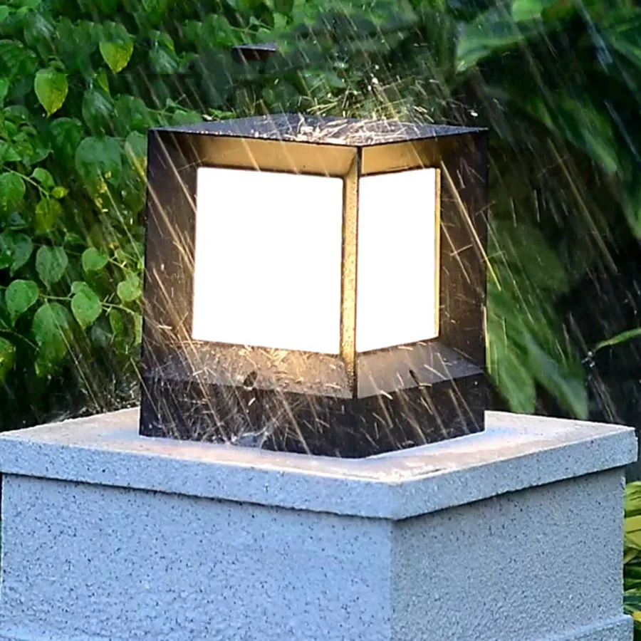 

Thrisdar E27 Outdoor Pillar Post Lamp Waterproof Deck Post Pillar Light Villa Pathway Fence Lamp Landscape Courtyard Lawn Lamps