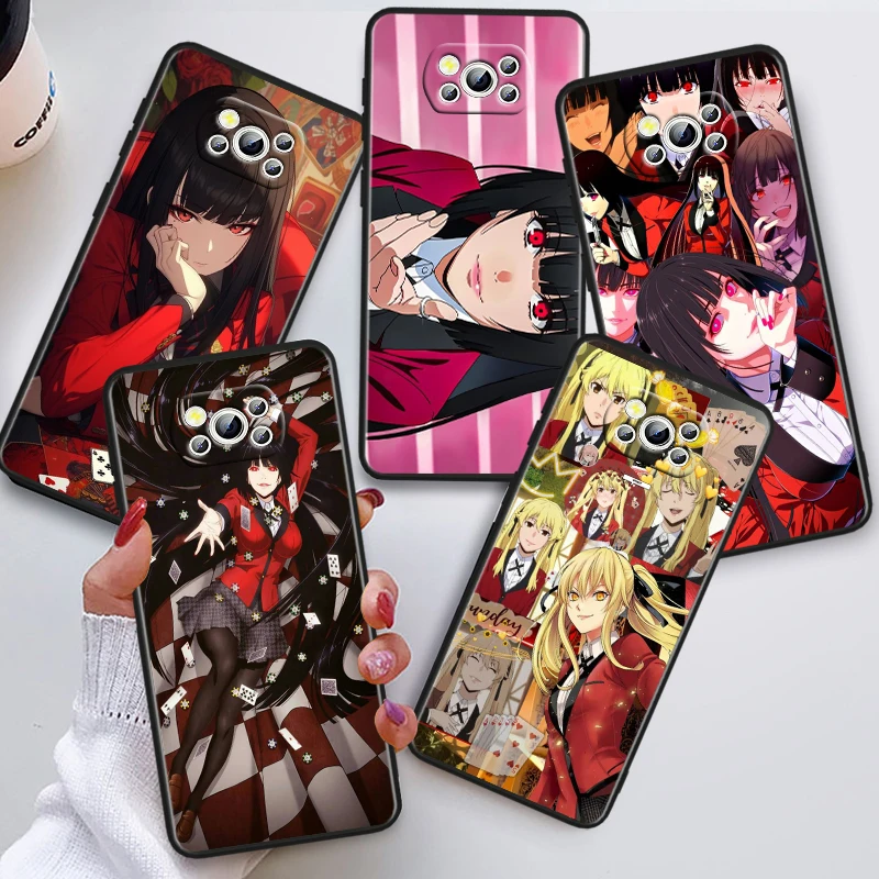 Y-Yumeko J-Jabami Cartoon For Xiaomi Mi Poco F5 F4 F3 F2 X5 X4 X3 M6 M5 M5S M4 M3 C40 Pro GT NFC 5G Black Back Phone Case