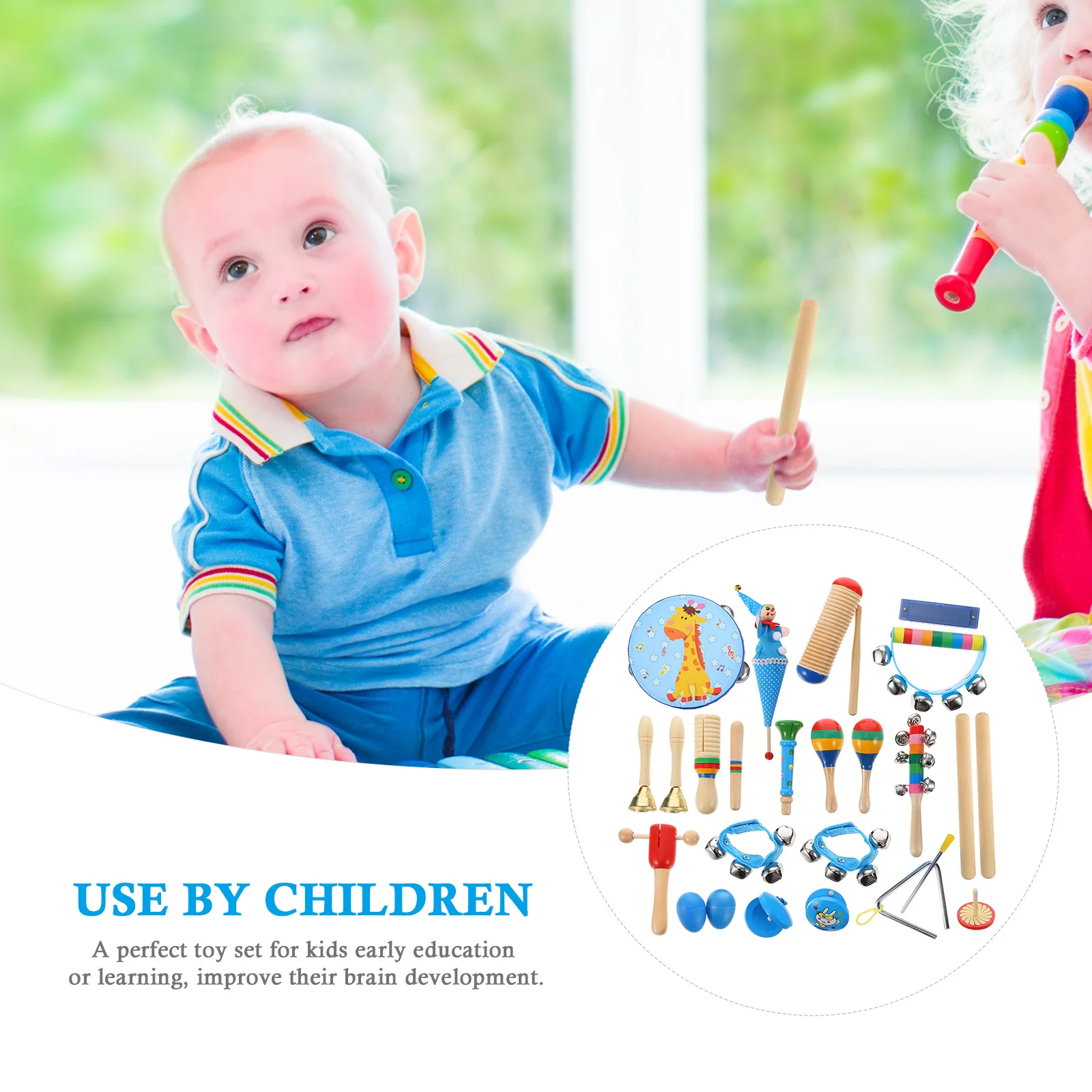 

22 Pcs Percussion Instrument Set Toys for Toddlers Kids Educational Musical Instruments Early Preschool Wooden Baby