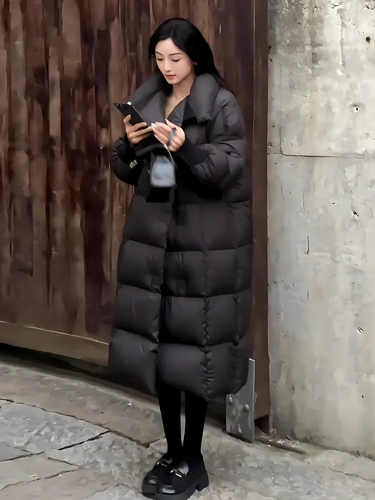 2024 invierno nuevo Faionable versátil Thiened Floing cuello grande blanco Du abajo Jaet mujer moda viaje Sle