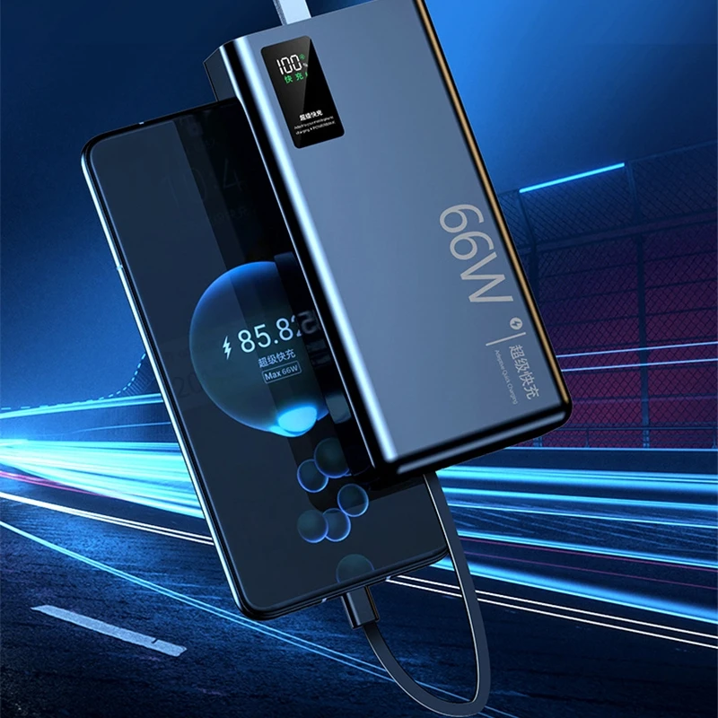 66W Super Fast Charging Power Bank 60000mAh Powerbank Portable Charger Station for iPhone 16 15 Xiaomi Mi Huawei Spare Battery