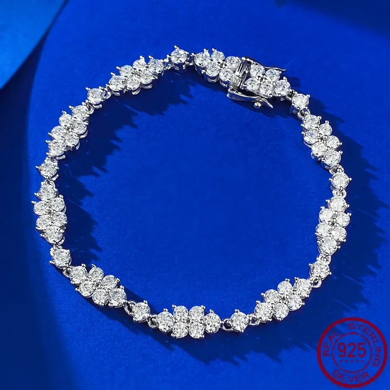 

New S925 silver small fresh white diamond bracelet, daily classic fashion, wedding jewelry