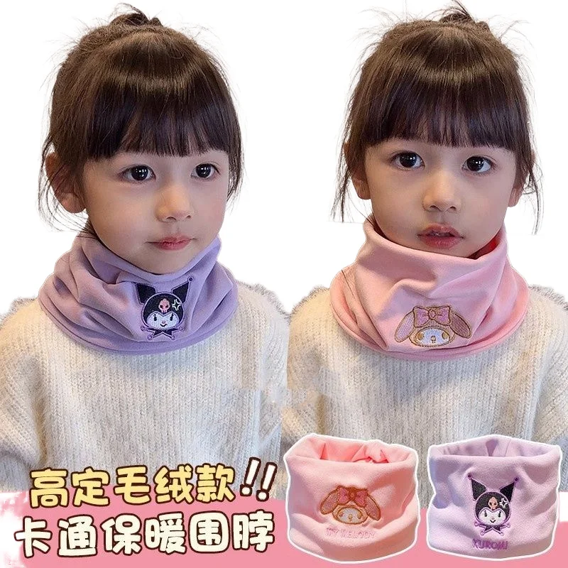Sanrio Cinnamoroll Sciarpa per bambini Cartoon Kuromi Sciarpa per bambini carina morbida elastica portatile invernale Mantieni caldo Sciarpa pullover antivento calda