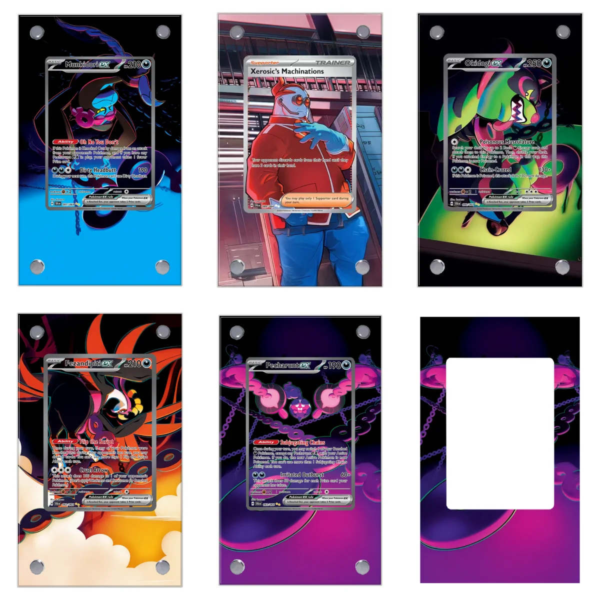 Pokemon Fezandipiti Pecharunt Estendido Arte Display Caso Coleção Cartão Estendido Pintura Psa Anime Display Rack Excluindo