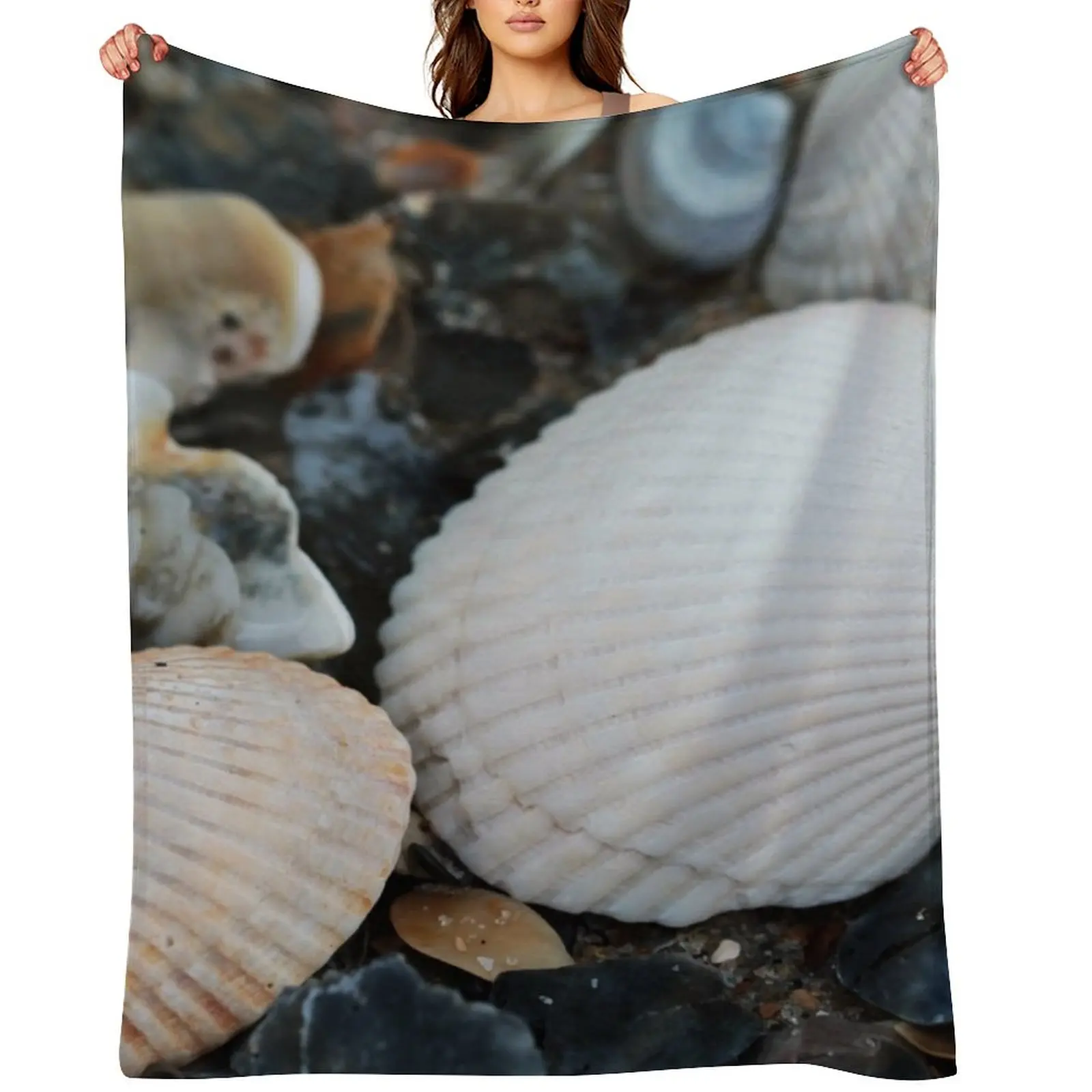

White Shell Throw Blanket heavy to sleep Luxury Designer Softest Bed Fashionable Blankets
