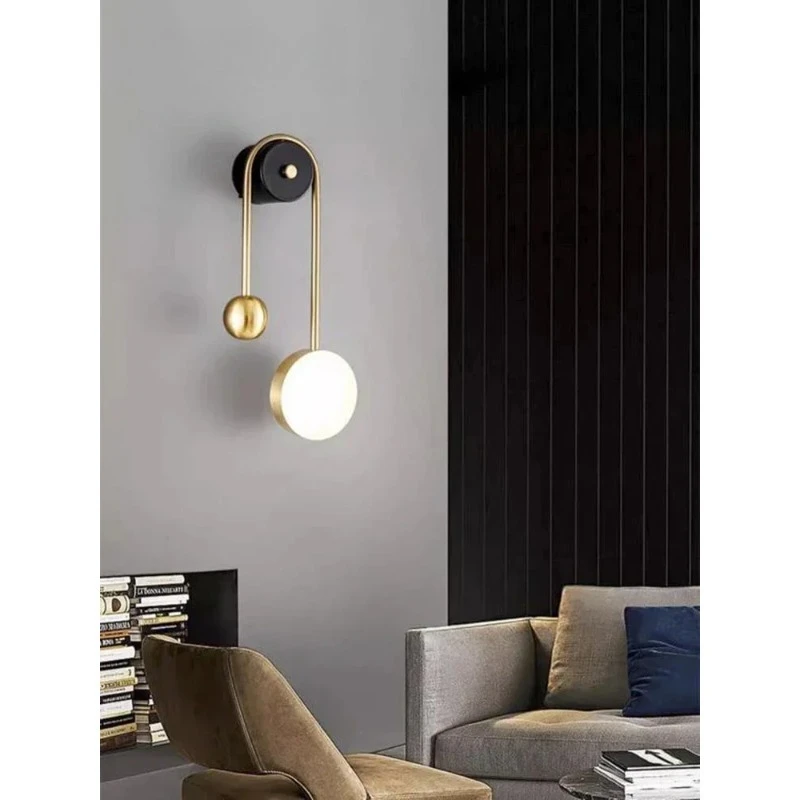 Nordic minimalist LED wall light gold spherical lighting fixture living room kitchen bedroom bedside wall light lighting