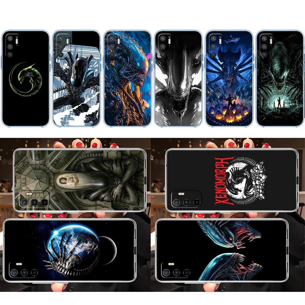 DK1 Aliens Soft Shell Transparent Phone Case for Samsung Galaxy A04 A04S A14 A23 A34 A54 M23 M33 M52 M53