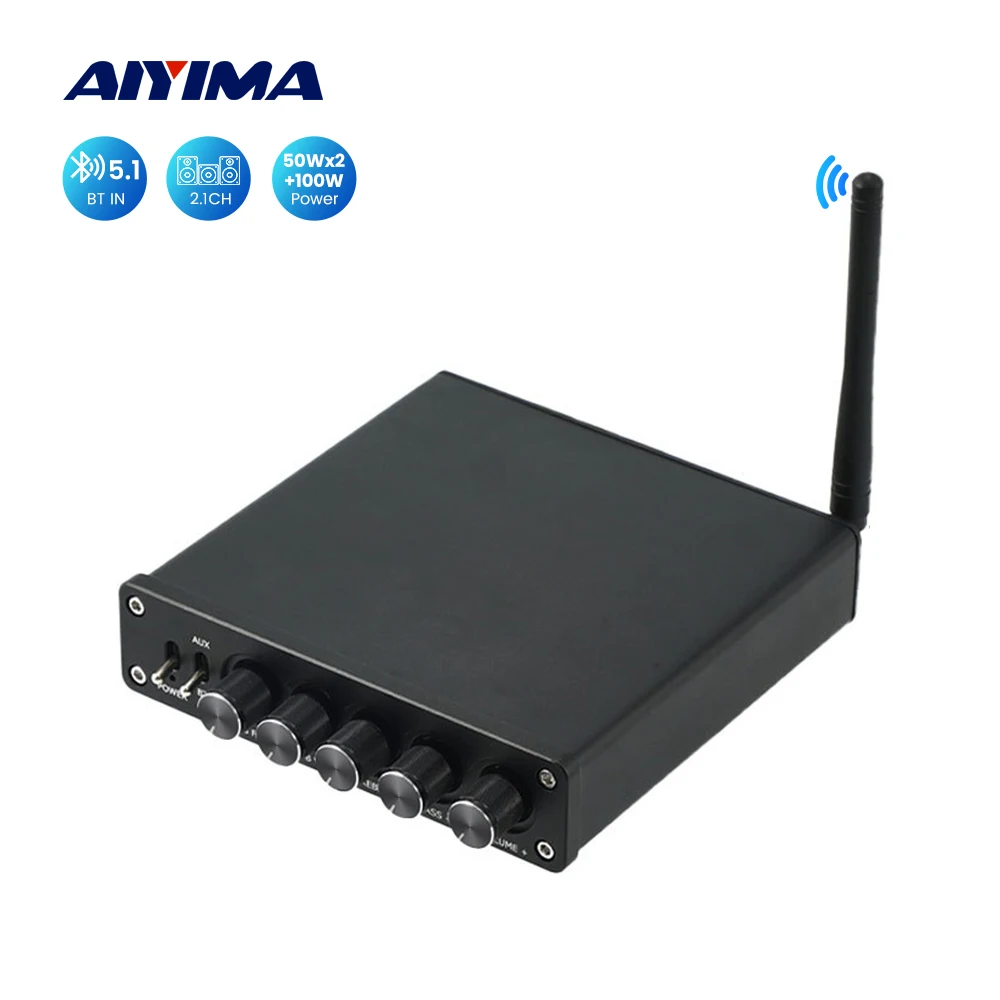 AIYIMA Bluetooth 5.0 Home Audio Power Amplifiers 2.1 Channel 50W*2+100W Subwoofer Sound Control HIFI Digital Amplifier Stereo