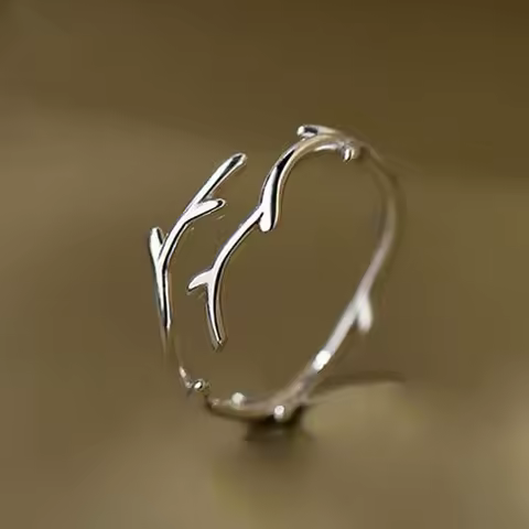 Huitan Fancy Leaf Olive Design Finger Ring for Women Metal Silver Color Opening Rings Statement Female Accessory Trendy Jewelry