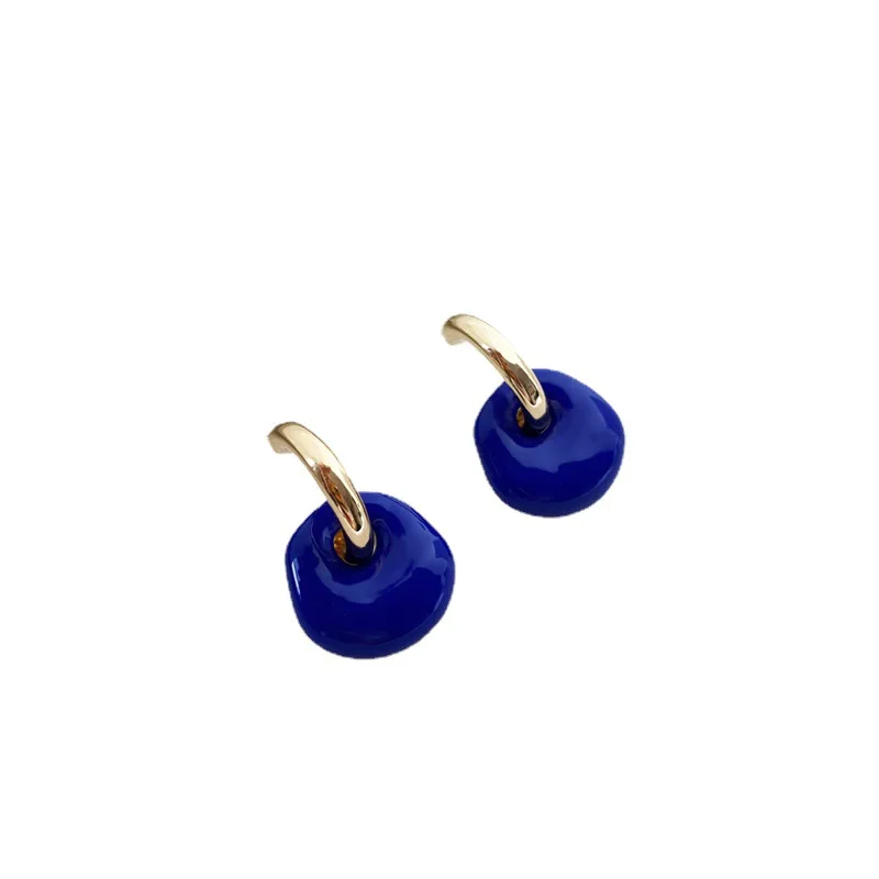 kshmir 2022 Drop oil combination earrings female Korean atmosphere quality Klein blue emerald earrings wholesale accessories