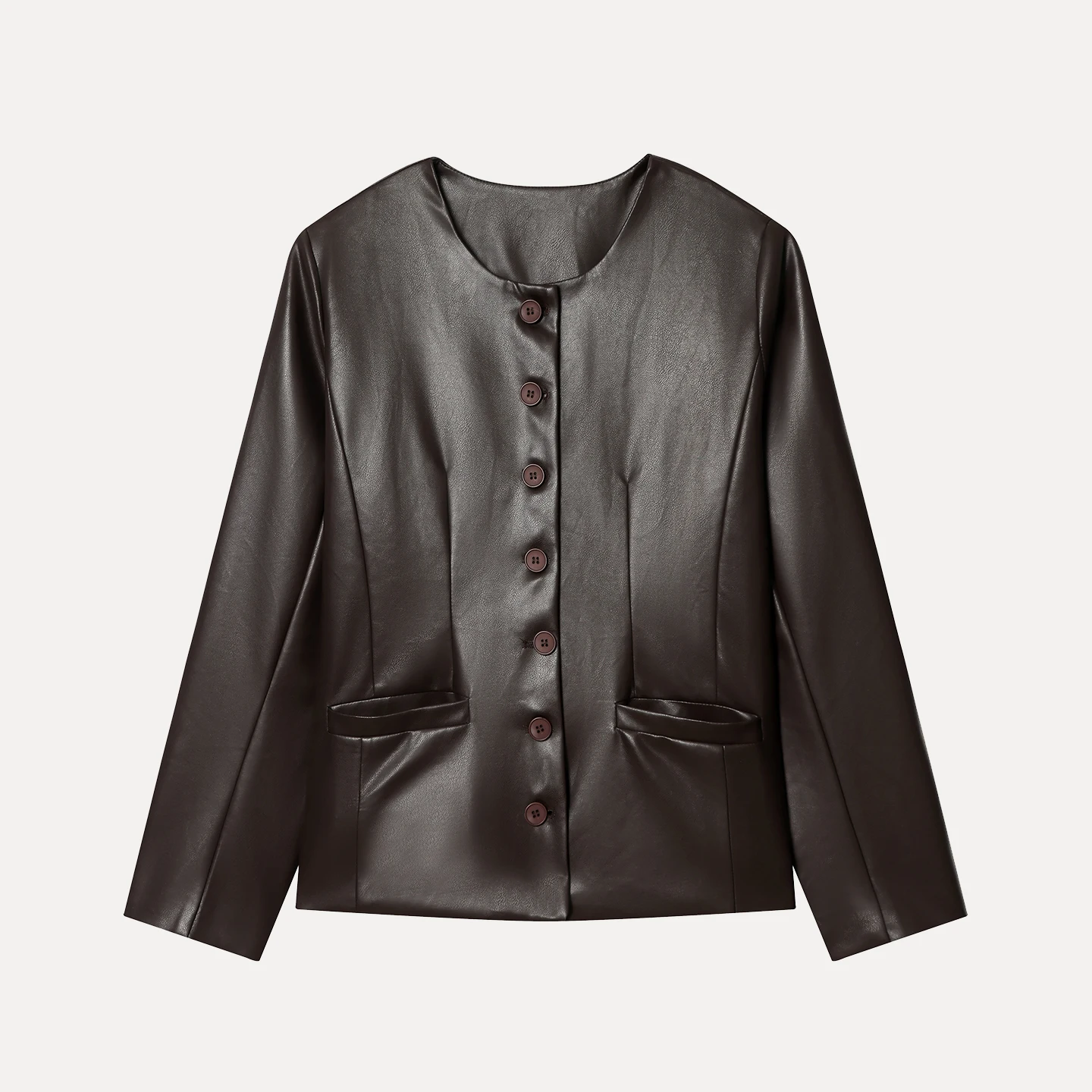 2025 Nuovo cappotto invernale in pelle Faionable con bottone per le donne Pendolarismo Sle Personali Match Cappotto ort quotidiano da donna