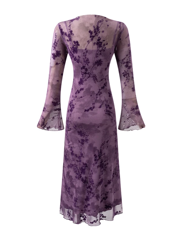 Retro Floral Print Me Dr مع حزام داخلي Dr Ele Slimming Bell Sve Long Dr French Sle بوليستر سباندكس