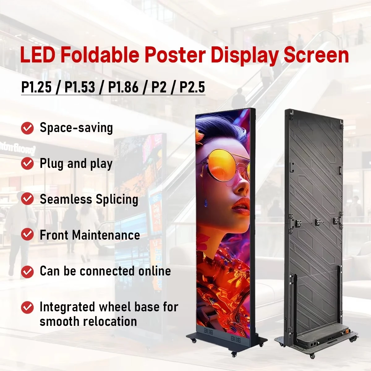 Shenzhen 640x1920mm Digital Advertising Led Poster Screen P2 Indoor Standing Wifi Control Poster Led Display for Retail Store