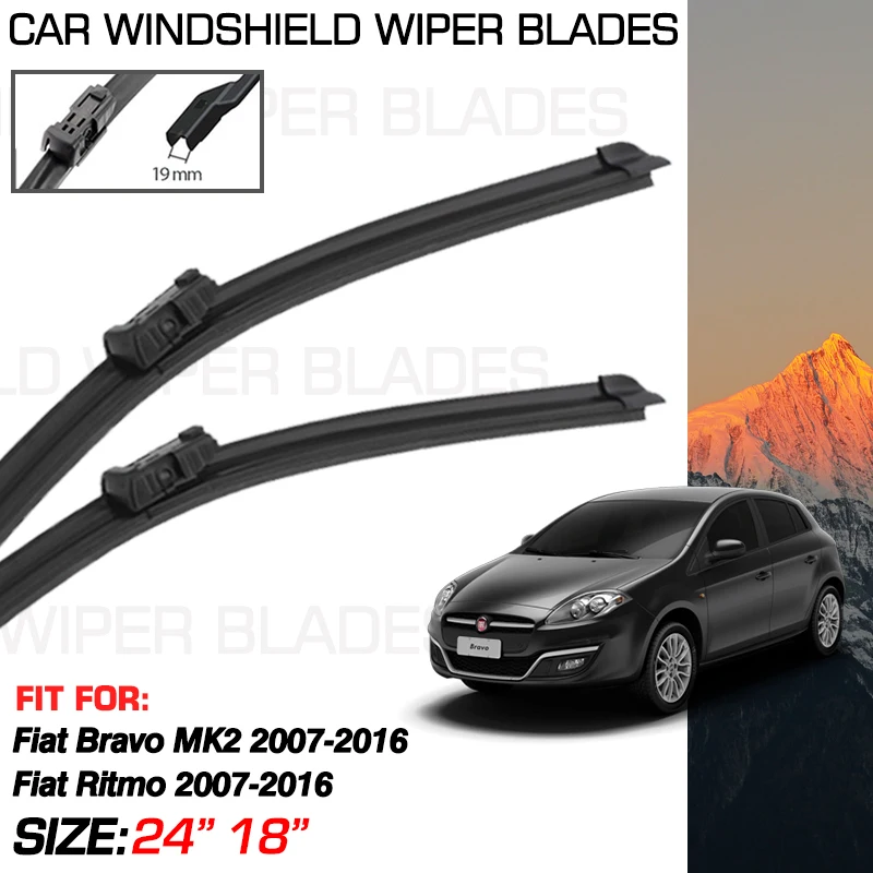 Front Windshield Wiper Blades For Fiat Bravo Fiat Brava MK2 Fiat Ritmo 2007-2016 2015 2014 2013 2010 2009 2008 Car Accessories