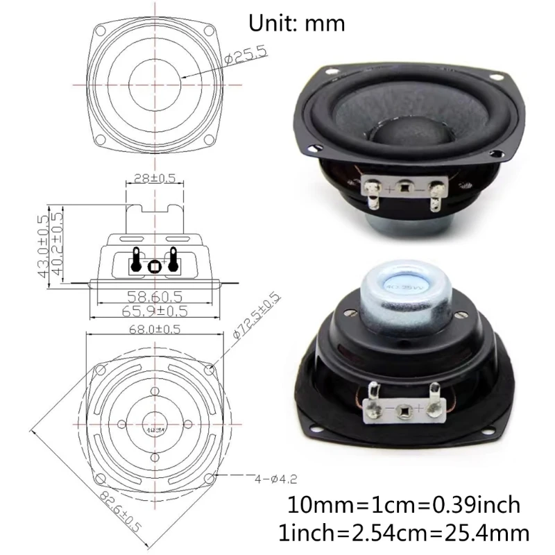 2Pcs 2.5 Inch Portable Full Range Audio Speaker 66MM 4 Ohm 25W HiFi Sound Amplifier LoudSpeaker DIY Bluetooth Speakers 95AF