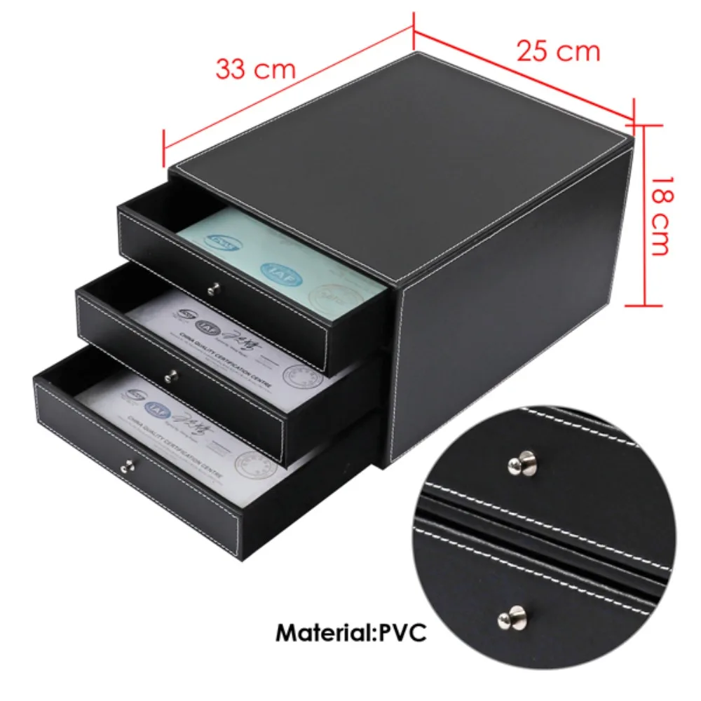 Premium PVC leather desk storage with document magazine storage for office supplies storage accessories