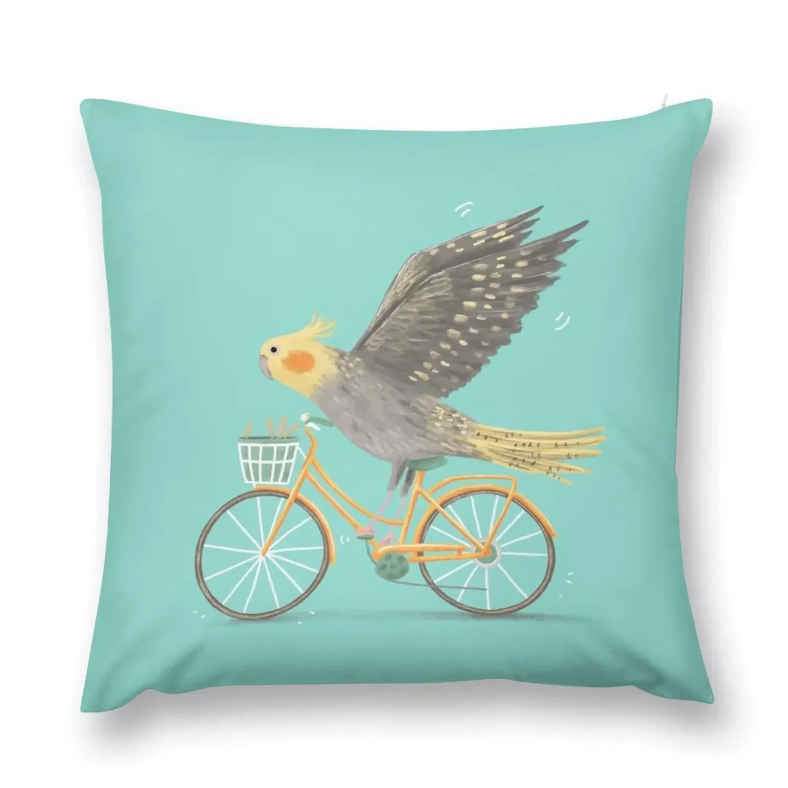 Cockatiel on a Bicycle Throw Pillow Pillowcases For Pillows Anime Luxury Pillow Cover Couch Pillows pillow