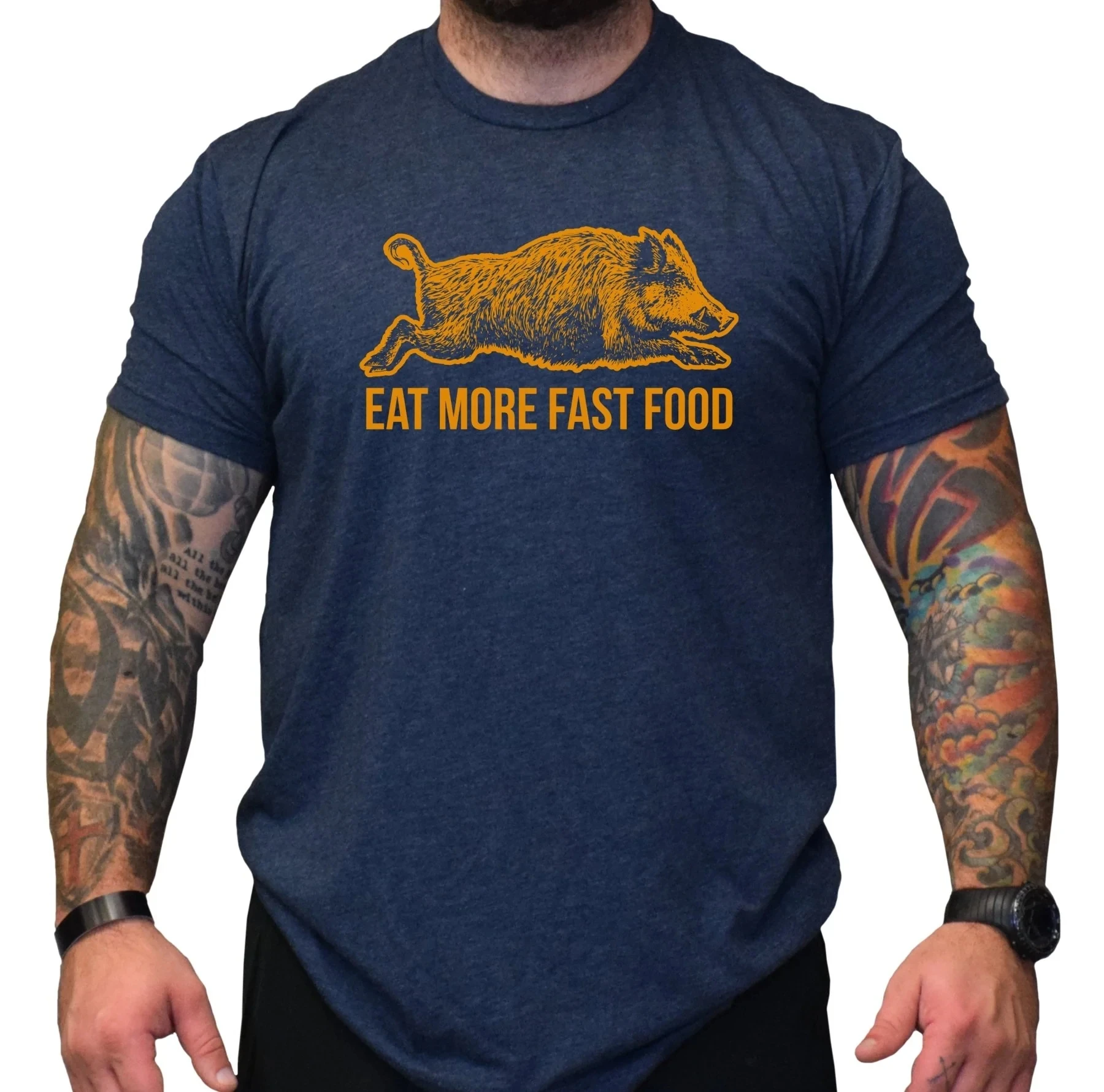 Eat More Fast Food - Hog Hunting T-Shirt 100% Cotton O-Neck Short Sleeve Summer Casual Mens T-shirt Streetwear