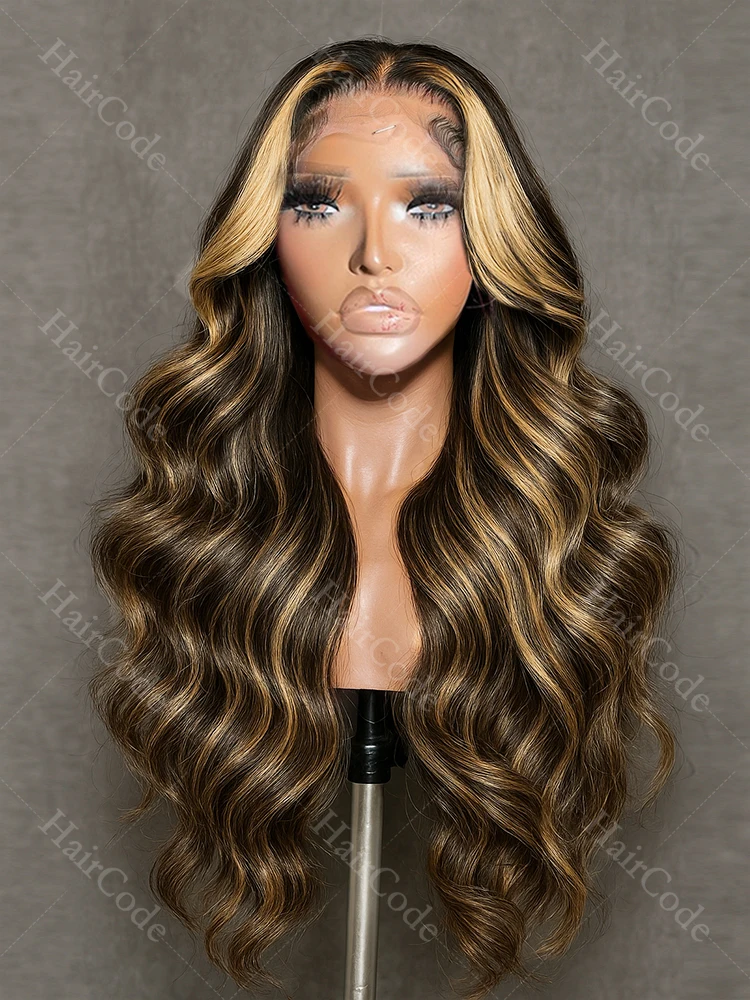

Highlight Wig Human Hair Body Wave 13x4 Hd Transparent Lace Frontal Wig For Women Barzilian Preplucked Water Wave Lace Front Wig