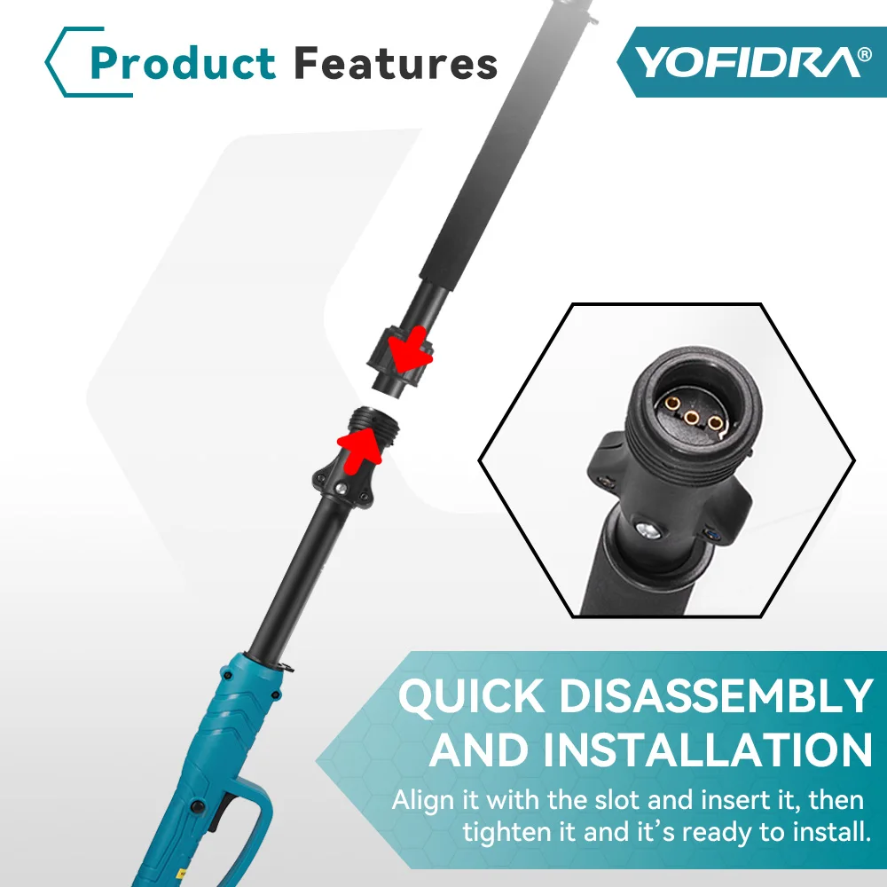 YOFIDRA 4-in-1 bürstenlose Teleskopstangensäge, 8-Zoll-Kettensäge, 32-mm-Gartenschere, Baum-Astschere für Makita-Akku – Detail 24