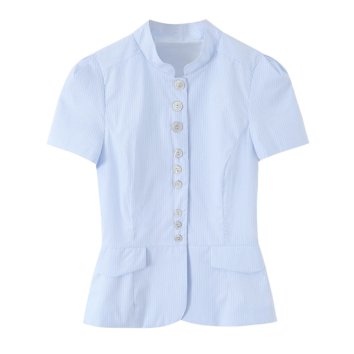 Damen Schickes Freizeit-Slim-Fit Kurzarm-Hemd KONDALA 2026 Sommer Trendiges Einreihiges Oberteil Weibliche High-Street Pendler-Hemden Top – Detail 16