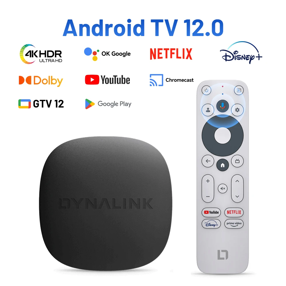 GTV Box مع Android 12.0، معتمد من Google Netflix، يدعم صوت 4K HDMI Dolby، شاشة مصبوبة، صندوق فك التشفير الذكي للبحث الصوتي