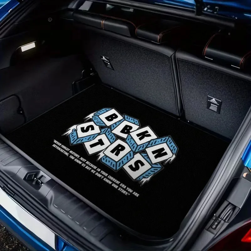 A Minimalist Lettered Mahjong Block Style Design For A Car Trunk Mat - Suitable For Most Vehicles, Durable And Easy To Clean, En