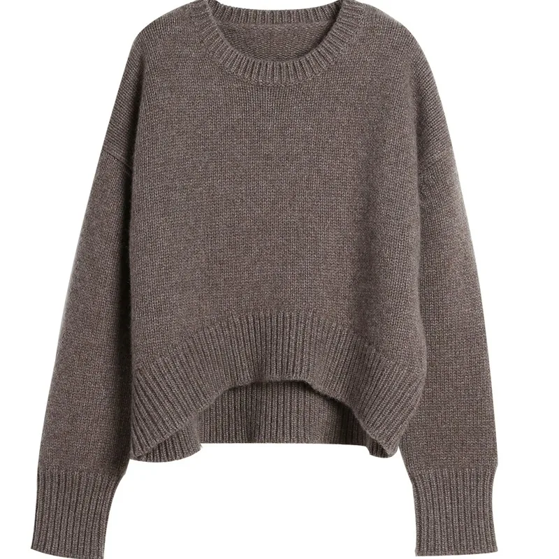 2023 autumn and winter new thick 100%cashmere thick sweater women round neck silhouette women\'s sweater loose knitwear