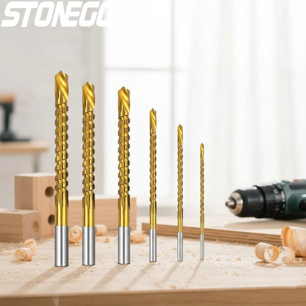 

Titanium Coated Drill Bit Set 6 Piece Spiral Twist Bits for Wood Metal Ceramic High Hardness Cutting