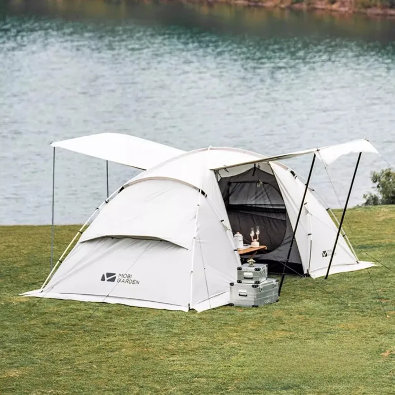 

Spacious Portable Camping Tent Breathable Windproof Thickened Rainproof Durable Tunnel Tent Family Overnight Camping Equipment