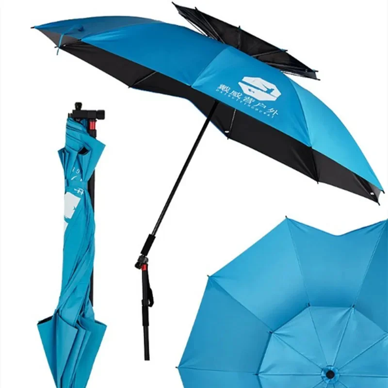 

2-Layer Umbrella for Fishing Ultralight Camping, Carbon Fiber Bones, Rain-proof, Sunscreen, Fold Platform Awning Outdoor 2-2.4 m