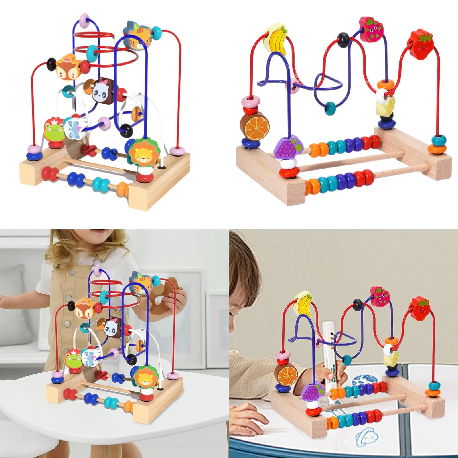 Bead Maze Toy Sensory Skills Spatial Reasoning Preschool Wooden Colorful Roller Coaster for New Year Gift Baby Kids Boy Girl