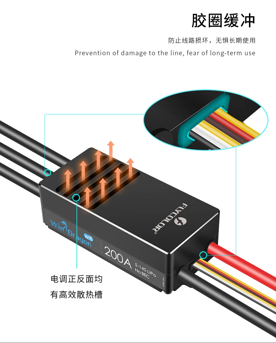Flycolor WinDragon 5-14S Lipo 200A 130A ESC Pengatur Kecepatan Baterai Plastik untuk Pesawat RC Sayap Tetap Helikopter Hobi