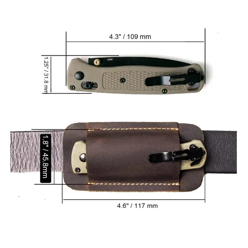 Swayboo Fodero per coltello militare pieghevole EDC in pelle bovina 5 pollici Strumento per riporre coltelli pieghevoli per sopravvivenza da campeggio all'aperto Accessori fai da te per la casa