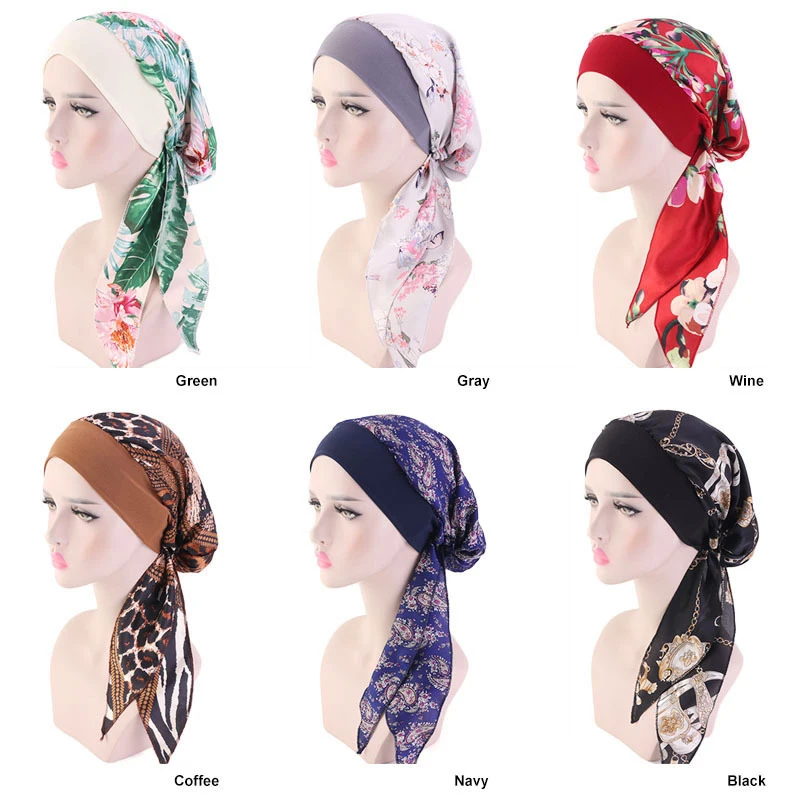 Women Cancer Head Scarf Chemo Hair Loss Hat Turban Pre-Tied Headwear Bandana New