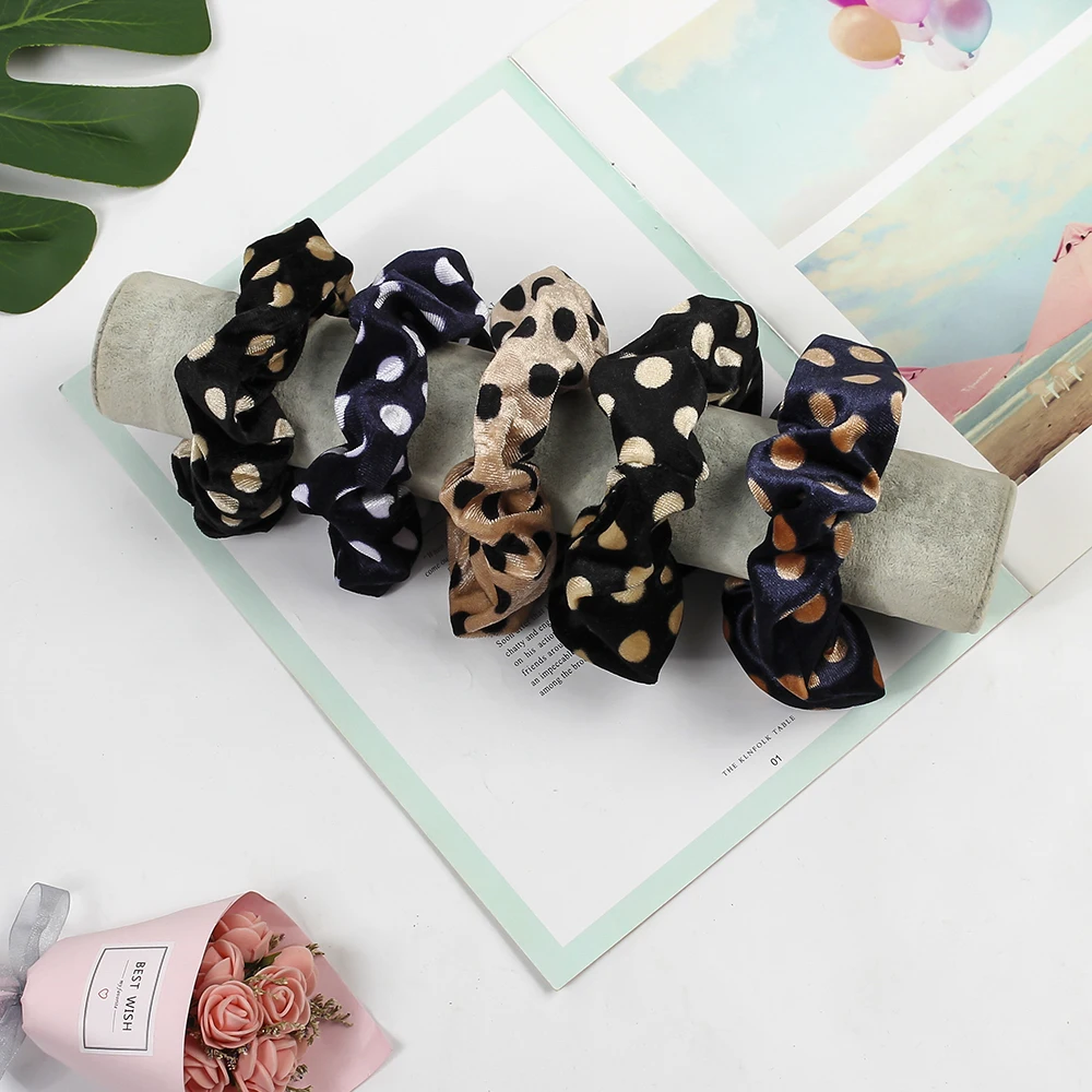 Leopard Zebra Stripe Scrunchies Velvet Stretch Hairbands for Women Winter Fashion Hair Ties Bun Rope Accessories