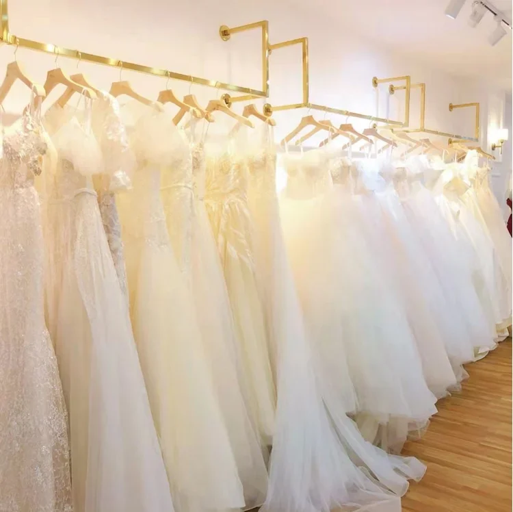 Wedding dress display rack clothing store wall display rack stainless steel women's clothing store ceiling hanging hanger