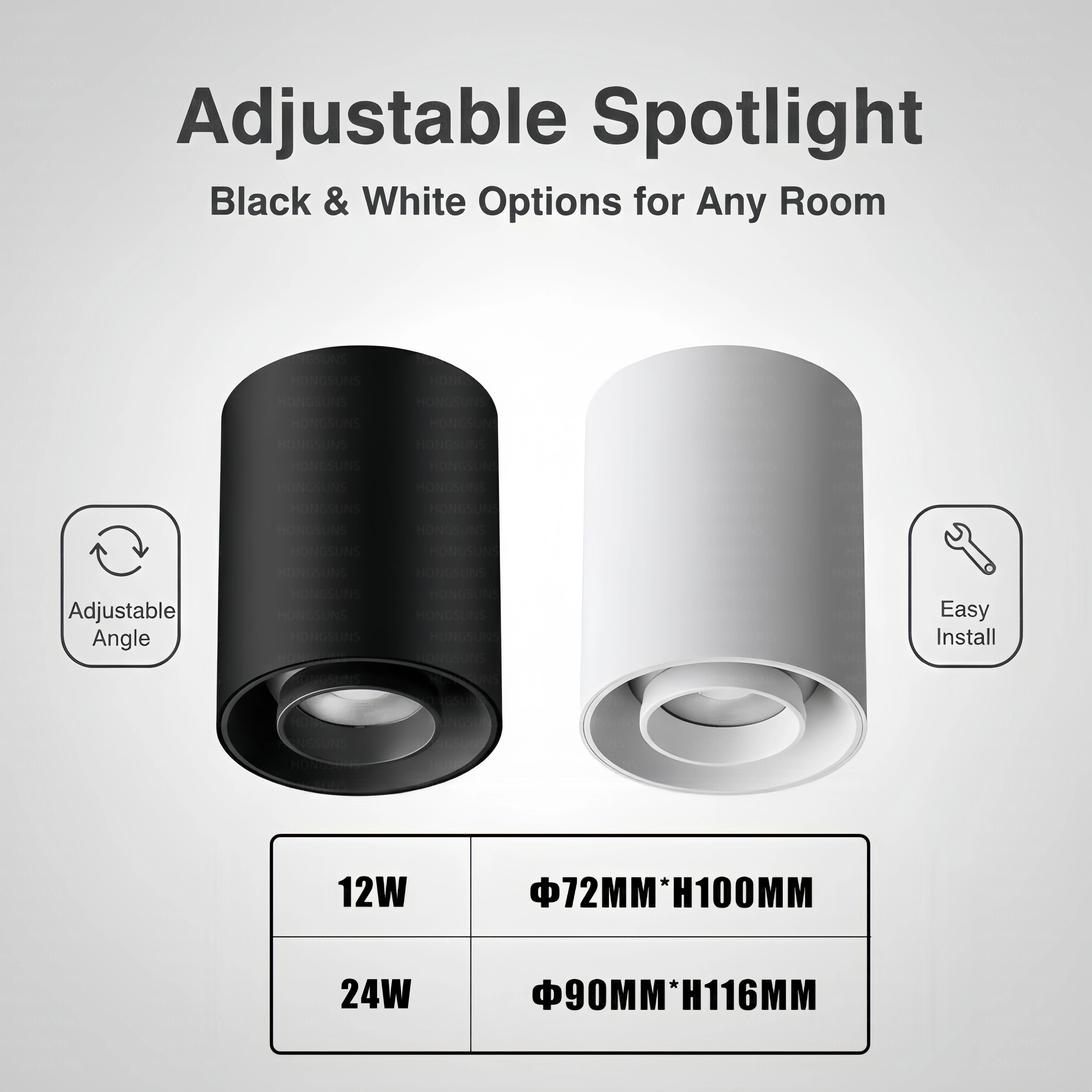 Adjustable Angle LED Surface Mounted Ceiling Spotlight 360° Rotation COB Ceiling Light Dimmable Downlight  for Indoor Lighting