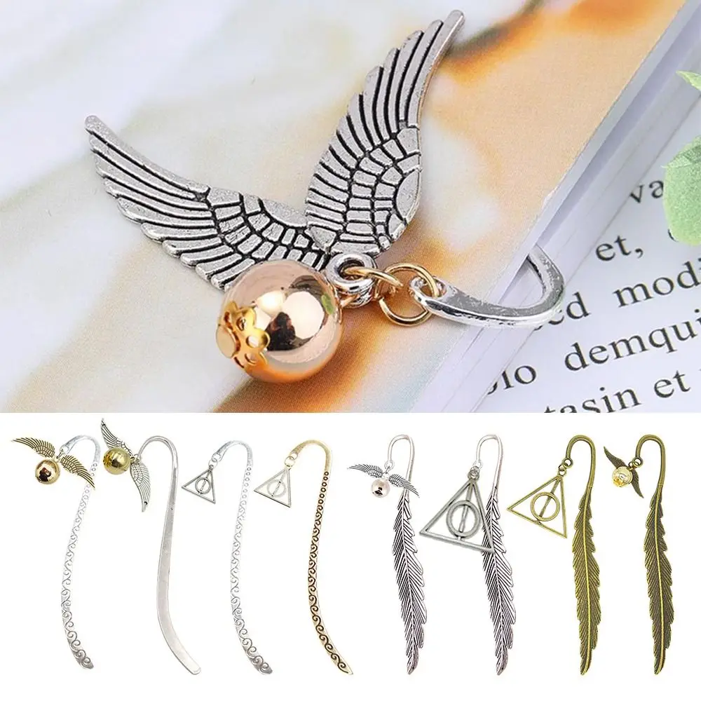 Book Clips Delicate Handcrafted Gift Wing Snitch Bookmark with Wings Ball Pendant Metal Book Page Markers Book Clips Writers