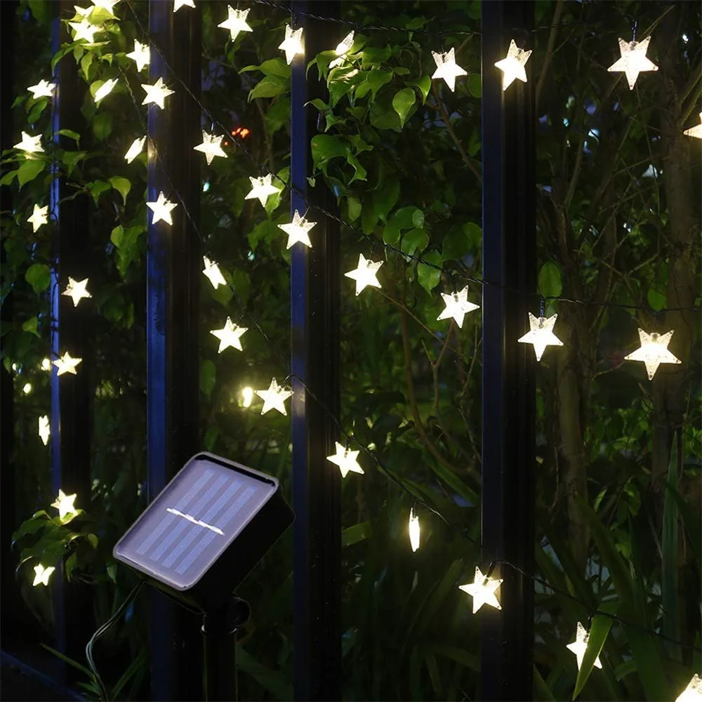 Kerstversiering Outdoor Solar Star String Lights Op Zonne-Energie Kerstverlichting Waterdichte Zonne-Verlichting 341