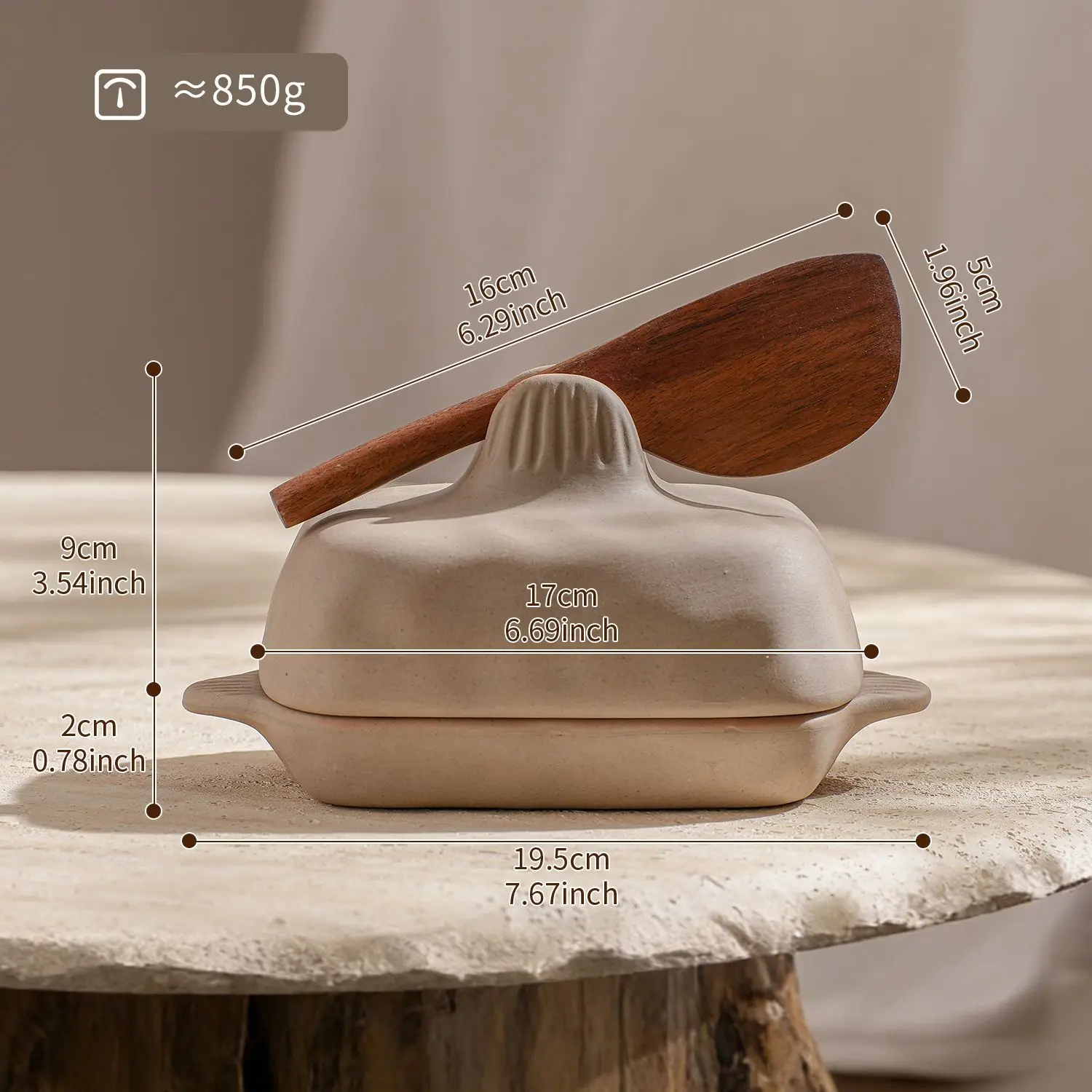 Rough‑ceramic creative hand‑pinched textured butter container with lid for kitchen, rectangular ceramic butter dish 2 sets