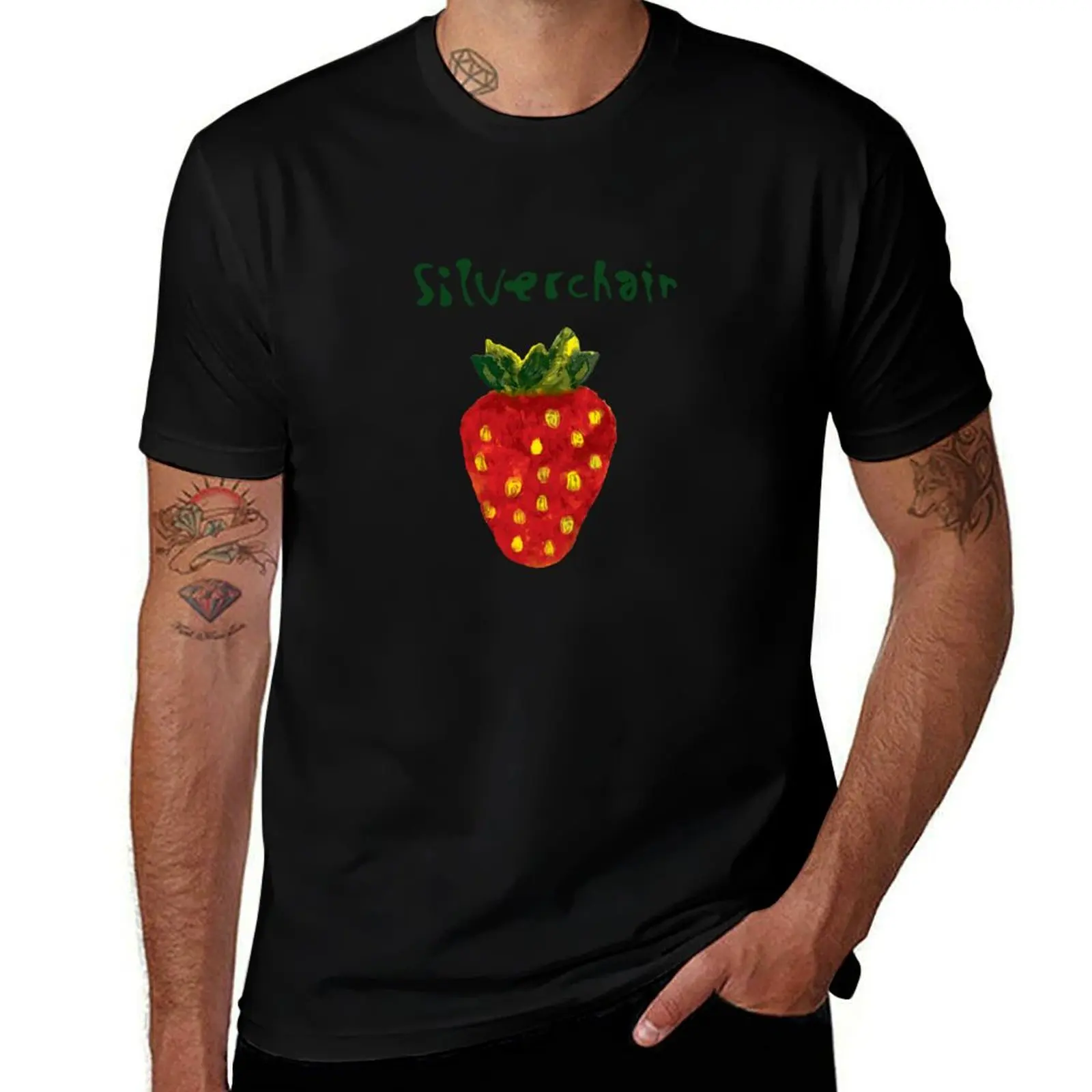 Silver Strawberry T-Shirt aesthetic clothes Short sleeve tee summer clothes cotton graphic tees t shirt men 100℅ cotton