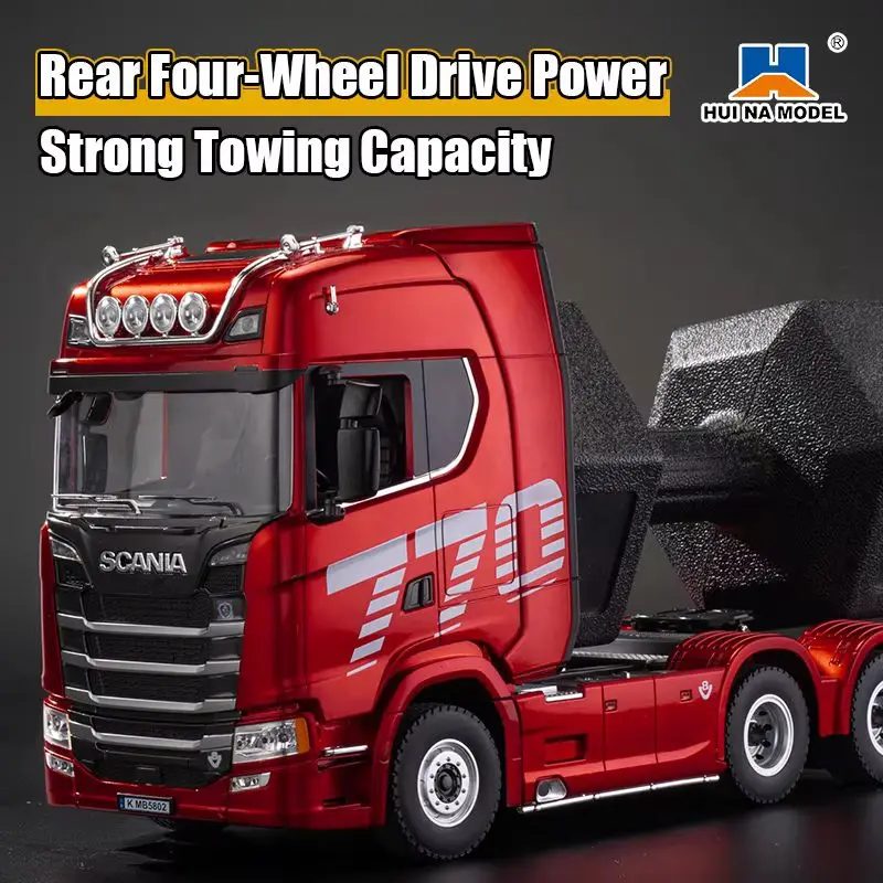 Huina 1501 770S Scania Alloy RC Tractor Trailer Truck Set 1/18 19CH 2.4G LED Lights Sound Collectible Model for Adults Kids 8+